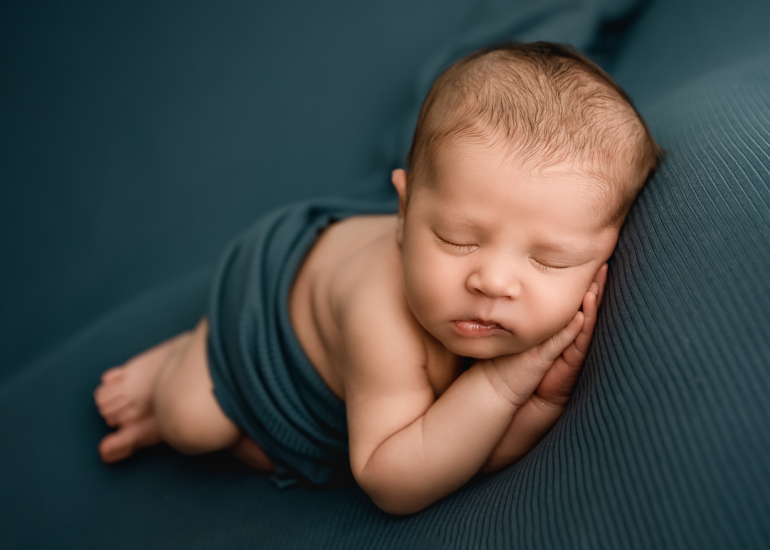 Lehigh Valley Pennsylvania Newborn Best Photographer baby posed on side in newborn studio session